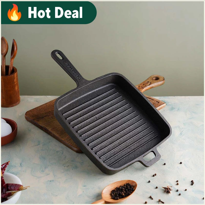 Buy Preseasoned Cast Iron Grill Pan Online at Best Price in India The Indus Valley