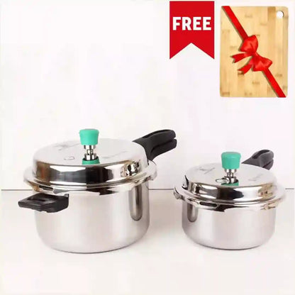 2L+5L RapidCuk Tri-ply Stainless Steel Pressure Cooker Combo+ Free ₹600 Wood Chopping Board, Premium Quality, 3 Layer Thick Body, 5Yr Warranty, ISI Certified, Induction & Gas