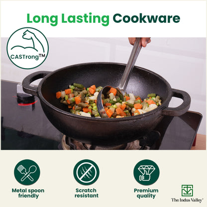 CASTrong Cast Iron Cookware Set: Tawa + Kadai, Kitchen Set for Home, Pre-seasoned, 100% Pure, Toxin-free, Induction