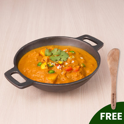 Super Smooth Cast Iron Kadai+ Free ₹110 Spatula,Pre-seasoned, Nonstick, 100% Pure, Toxin-free, 25.4cm, 2.5L, 2.4kg