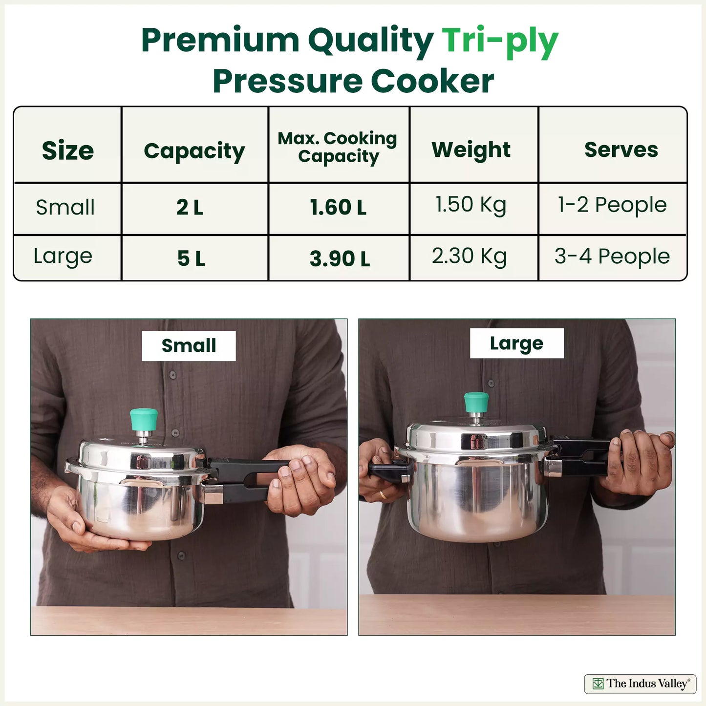 2L+5L RapidCuk Tri-ply Stainless Steel Pressure Cooker Combo+ Free ₹600 Wood Chopping Board, Premium Quality, 3 Layer Thick Body, 5Yr Warranty, ISI Certified, Induction & Gas