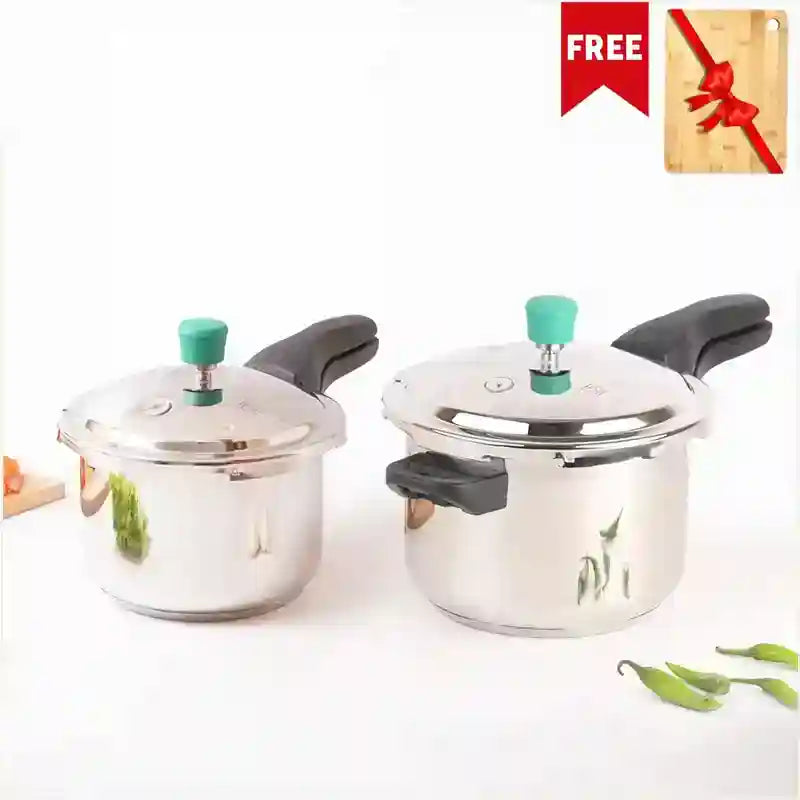 3L+ 4.5L QuicKooker Stainless Steel Pressure Cooker Combo+ Free ₹600 Wood Chopping Board, Premium Quality, Tri-ply (3 Layer) Heavy Bottom, 3Yr Warranty, ISI Certified, Induction & Gas