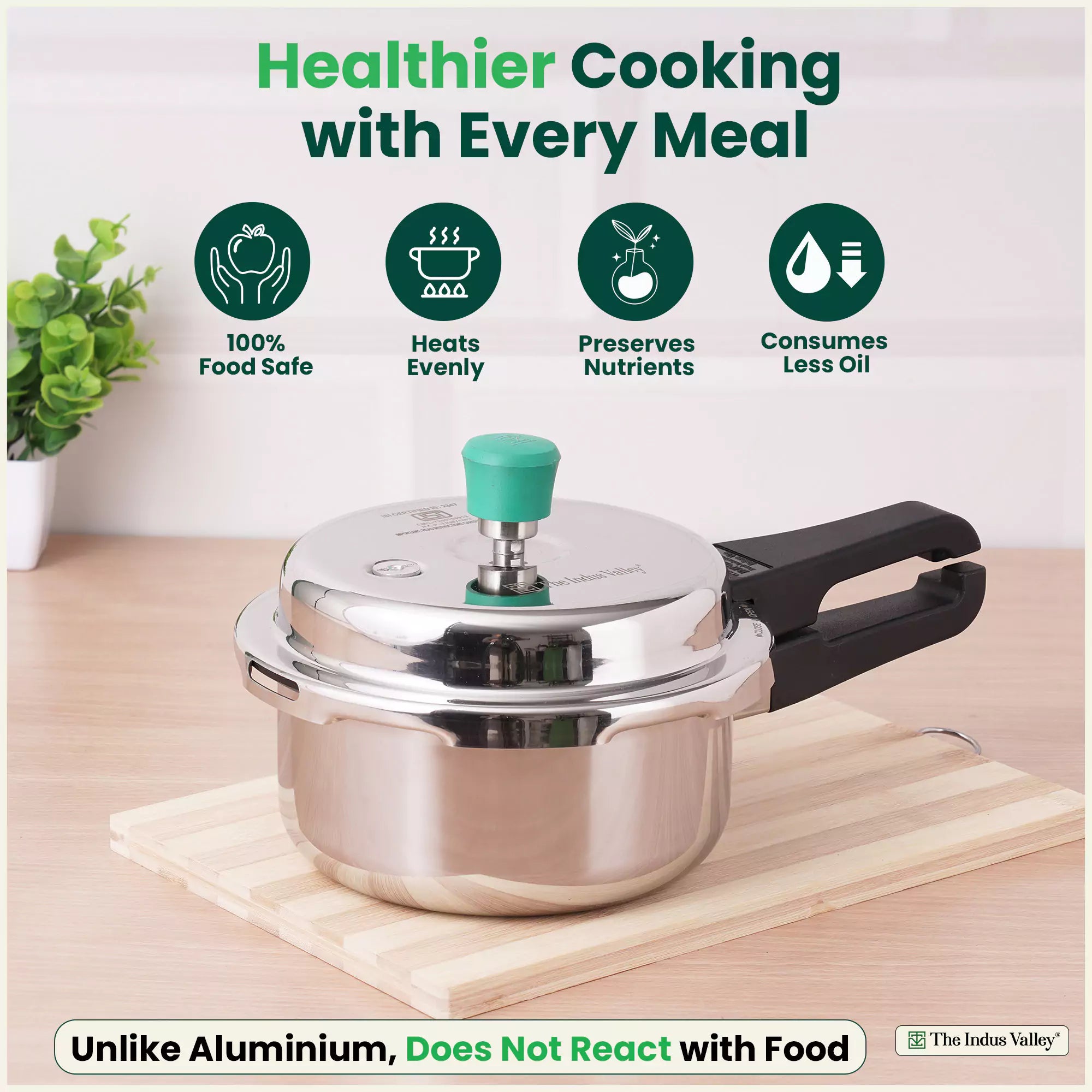 2L+3L RapidCuk Tri-ply Stainless Steel Pressure Cooker Combo+ Free ₹600 Wood Chopping Board, 5Yr Warranty, ISI Certified, Premium Quality, 3 Layer Thick Body, Induction & Gas