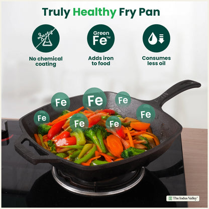 CASTrong Cast Iron Fry Pan/Skillet, Pre-seasoned, Nonstick, Toxin-free, Induction, 26.5cm, 1.7L, 2.7 Kg