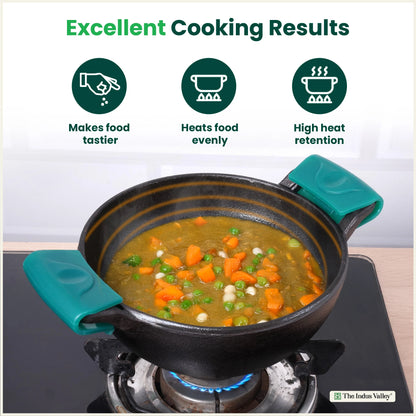 CASTrong Cast Iron Deep Kadai, Naturally Non-stick, Premium Quality, Toxin-free, 1.7L / 1.7Kg / 8 In