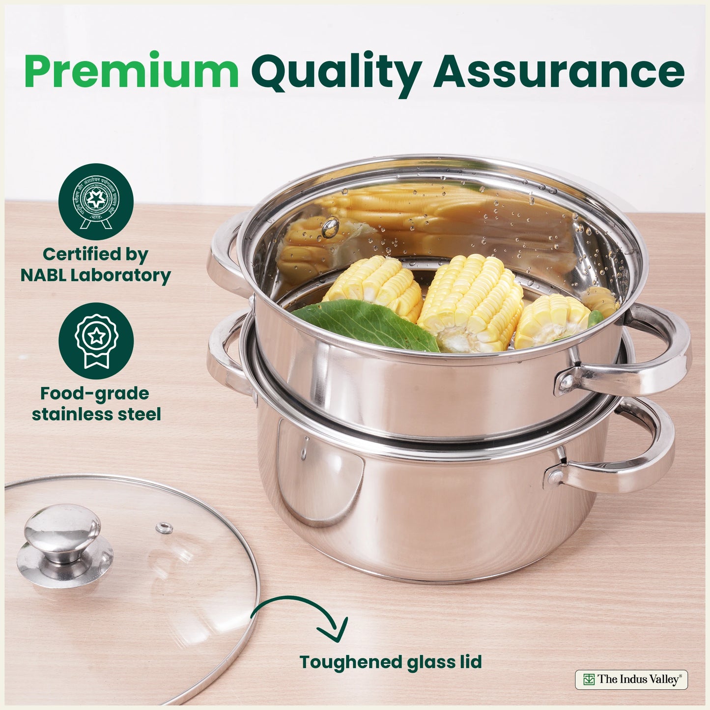 Tri-steel Multi Purpose Stainless Steel Steamer with Sandwich bottom  | Vegetable Steamer | Khandvi/Modak/Momo Maker | Steaming Pot 1.42 Kg / 1.9 Kg, 2 Tier / 3 Tier