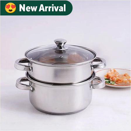 Tri-steel Multi Purpose Stainless Steel Steamer with Sandwich bottom  | Vegetable Steamer | Khandvi/Modak/Momo Maker | Steaming Pot 1.42 Kg / 1.9 Kg, 2 Tier / 3 Tier