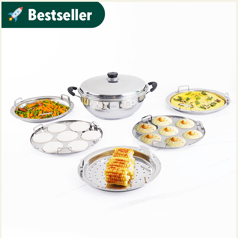 Premium Stainless Steel Idli Maker, Multi Pot, Steamer, Strainer