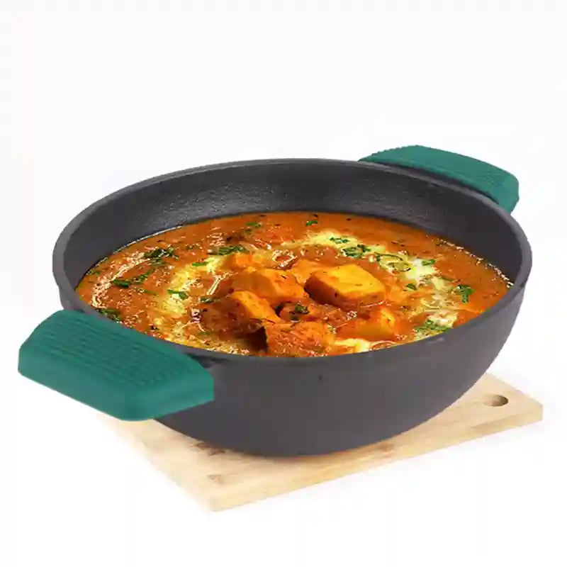 Cast Iron Kadai, Seasoned, Nonstick, 100% Pure, Toxin-free, Induction, 25.4 cm, 2.3 L, 2.5kg