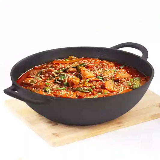 CASTrong Cast Iron Kadai, Pre-seasoned, Nonstick, 100% Pure, Toxin-free, 27cm, 2.5L, 2.5kg