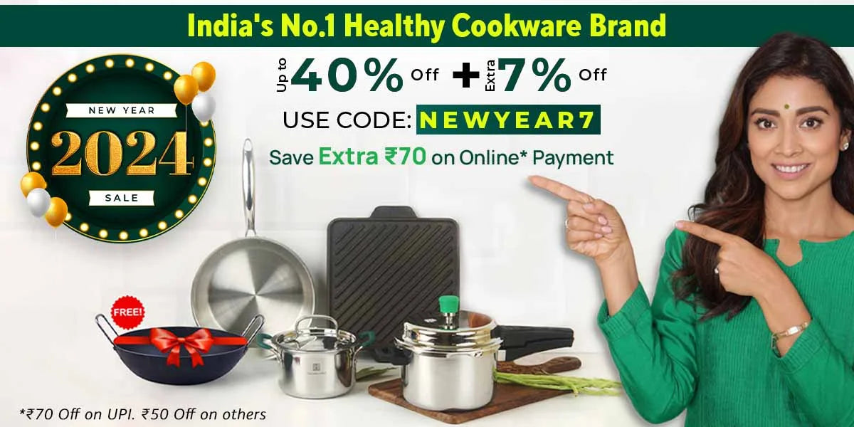 Buy Coconut Triply Stainless Steel Kadai with Lid 2.5 L Online at