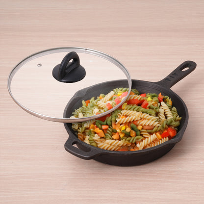 Super Smooth Cast Iron Fry Pan, Glass Lid, 100% Pure, Toxin-free, Pre-seasoned, Induction, Non-stick, 20.3/25.4cm, 1.3/1.7L, 2.3/2.4kg