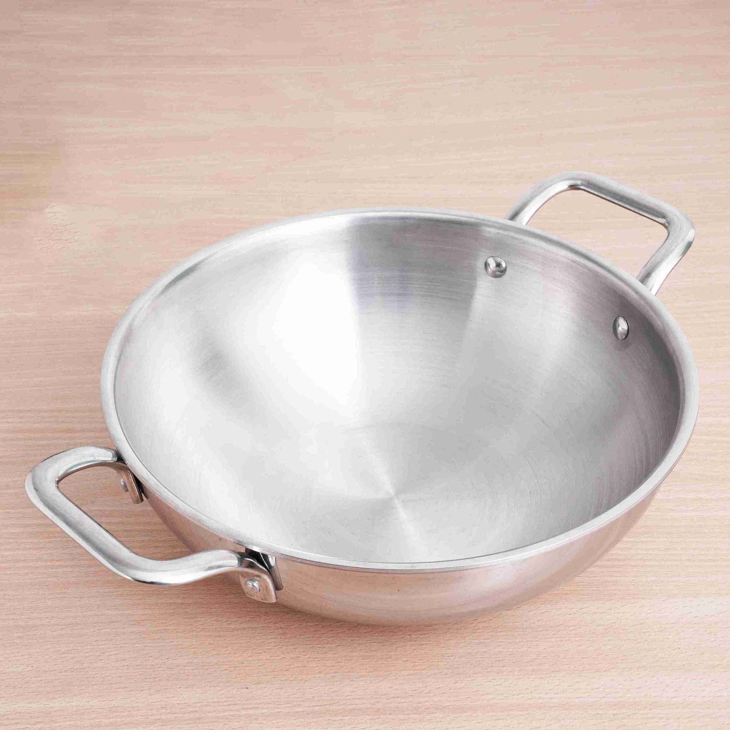 TurboCuk Tri-ply Stainless Steel Kadai, Premium 3 Layer Body, Induction, Non-stick, 1.7/2.7/4L