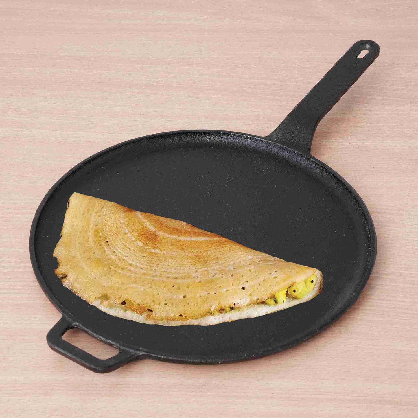 CASTrong Cast Iron Tawa With Long Handle,Pre-seasoned, Nonstick, 100% Pure, Toxin-free, Induction, 28.5cm, 2.4kg