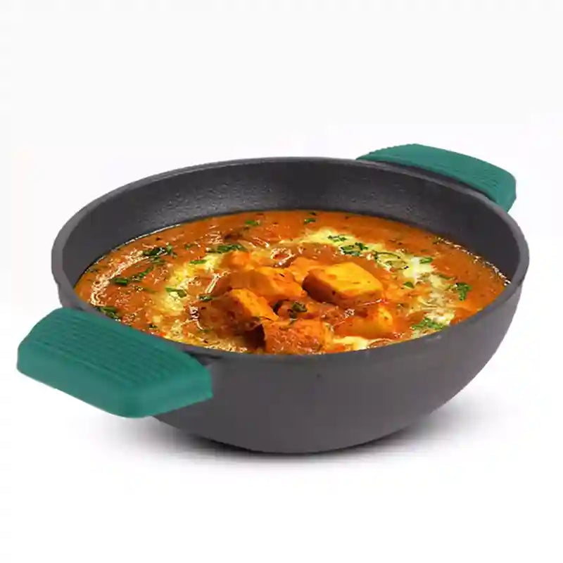 Super Smooth Cast Iron Kadai (Wok Model), Silicon Handle, Pre-seasoned, Nonstick, 100% Pure, Toxin-free, 25.4cm, 2.5L, 2.5kg