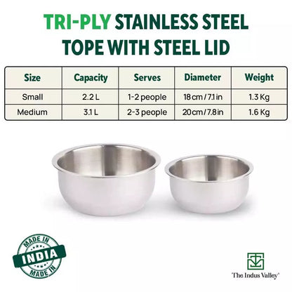 steel induction Bottom patila 2 Litre Tope 2 L