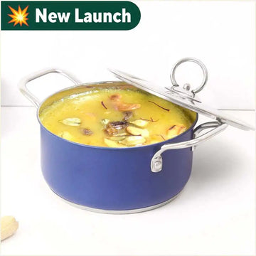 The Indus Valley Triply Stainless Steel Stock Pot/Biryani Pot/Casserole  with Glass Lid | Large 24cm/9.5 inch, 4Ltr, 2.1kg | Induction Friendly 