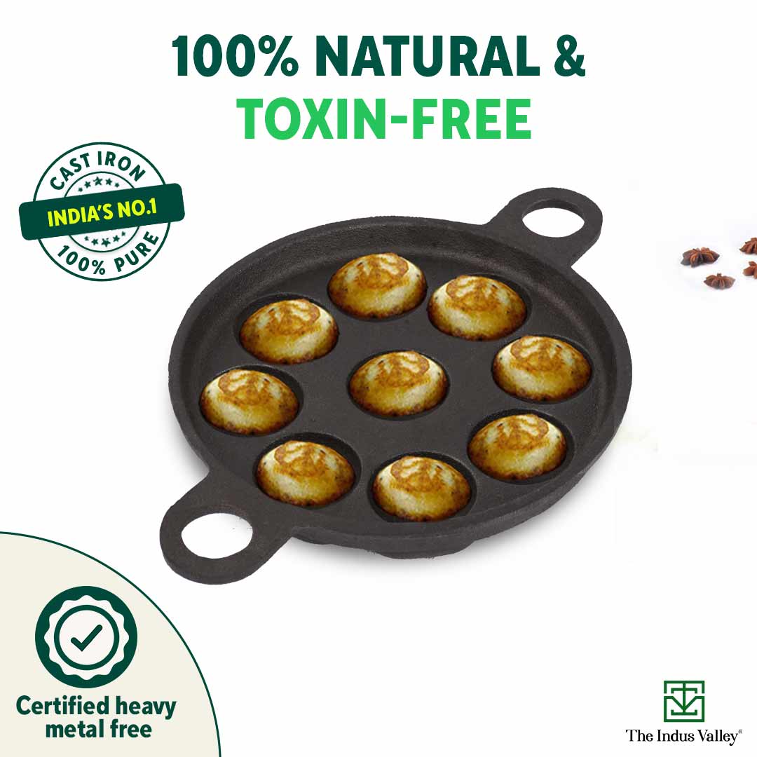 Cast Iron Paniyaram Pan, Appe Pan, Toxic-Free