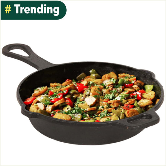 CASTrong Cast Iron Fry Pan/Skillet,Pre-seasoned, Nonstick, 100% Pure, Toxin-free, Induction, 23cm, 1.4L, 2.4kg