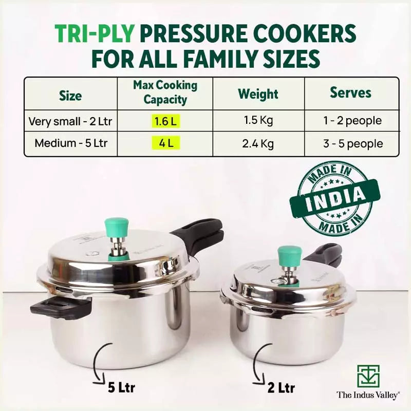 Buy Best Quality Triply Stainless Steel Pressure Cooker Combo