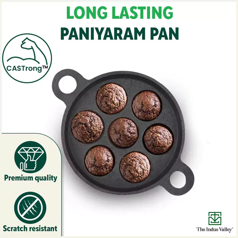 Paniyaram Pan Cast Iron - 7 Pit Round Non Induction Base. – Rosh