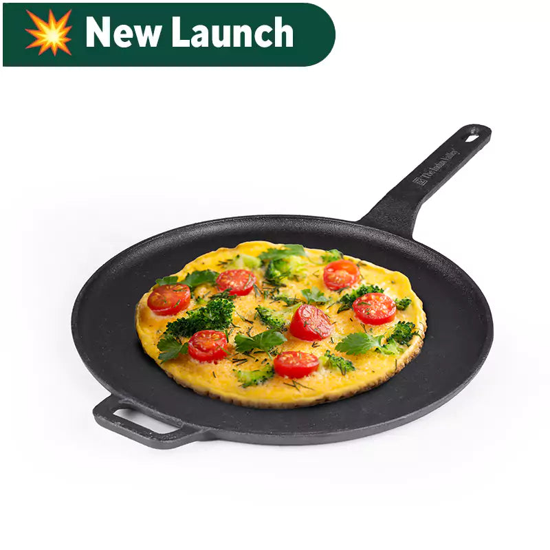 CASTrong Cast Iron Tawa With Long Handle,Pre-seasoned, Nonstick, 100% Pure, Toxin-free, Induction, 28.5cm, 2.4kg