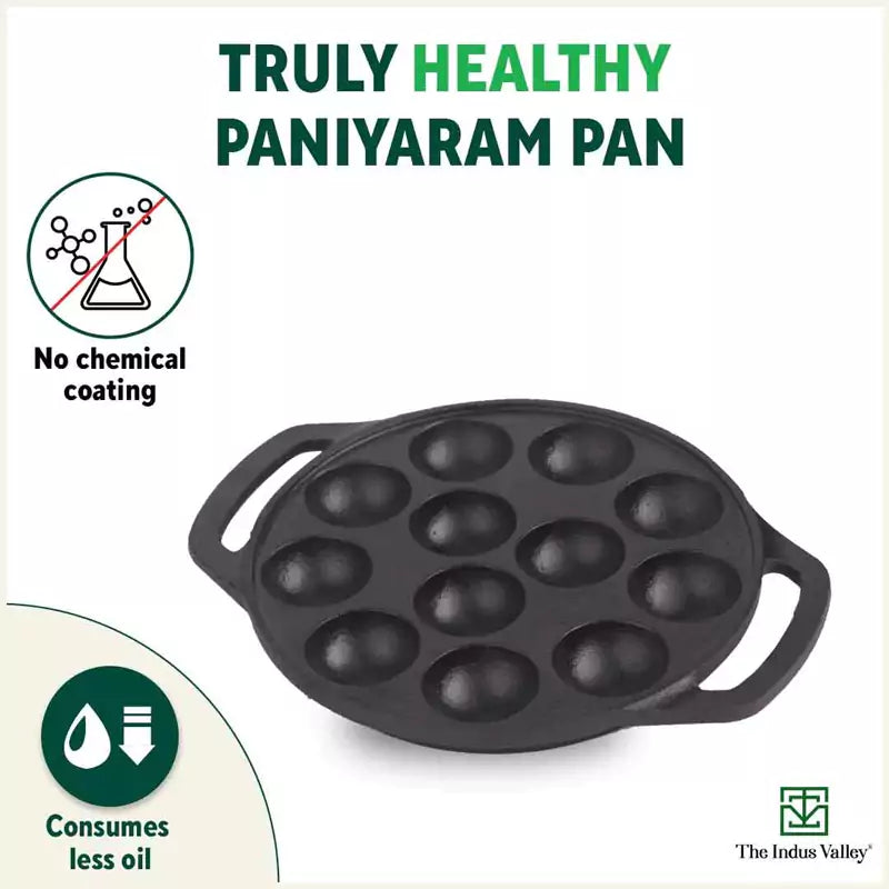 cookbeat Appe Pan Cast Iron Paniyaram Pan with Lid, Paniyarakkal, Appam Pan  Ponganalu Chatti Paddu Maker Cast Iron 12 Cavity Induction Base (Design 1)