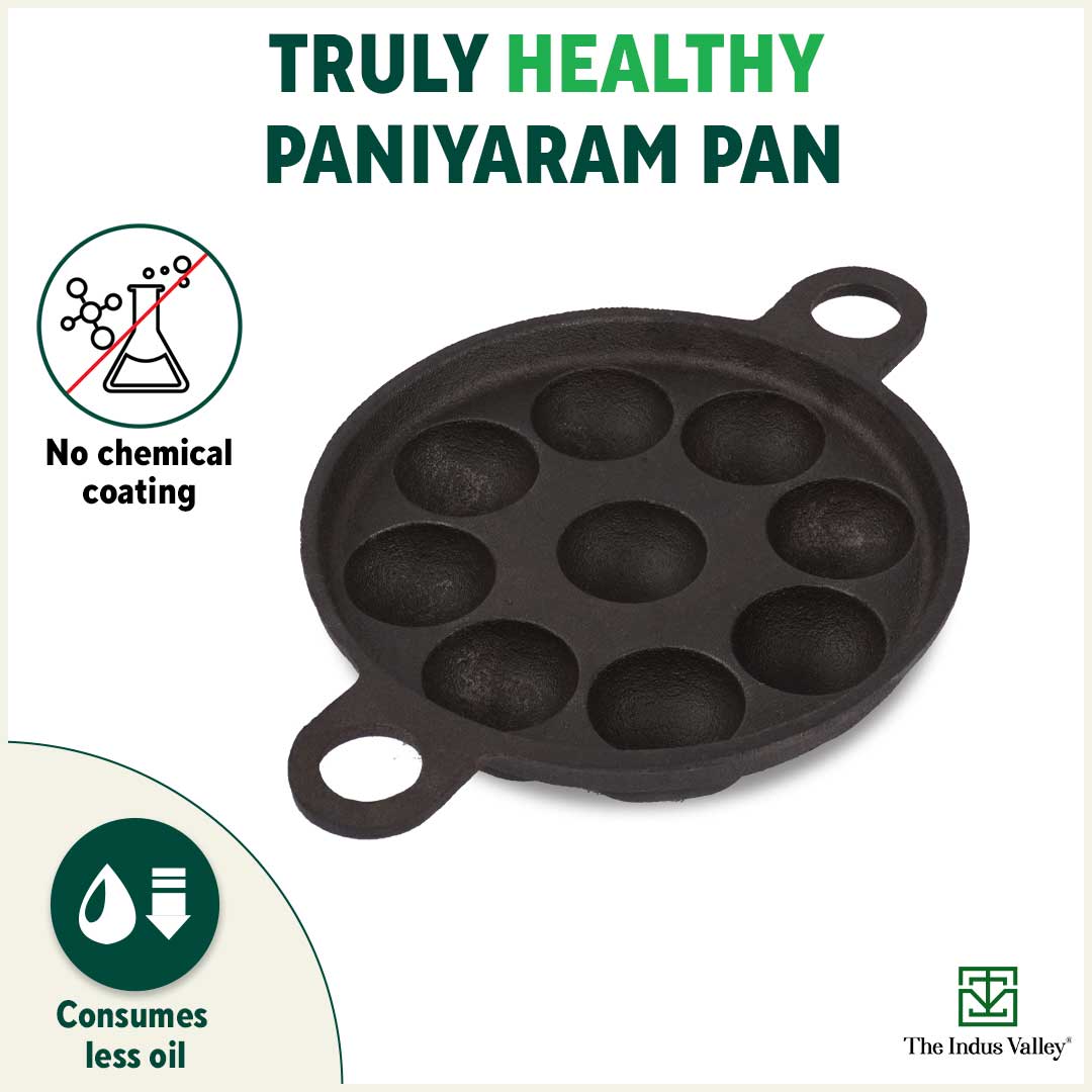 Lohā Cast Iron Pre-Seasoned Panniyaram, Appe Pan