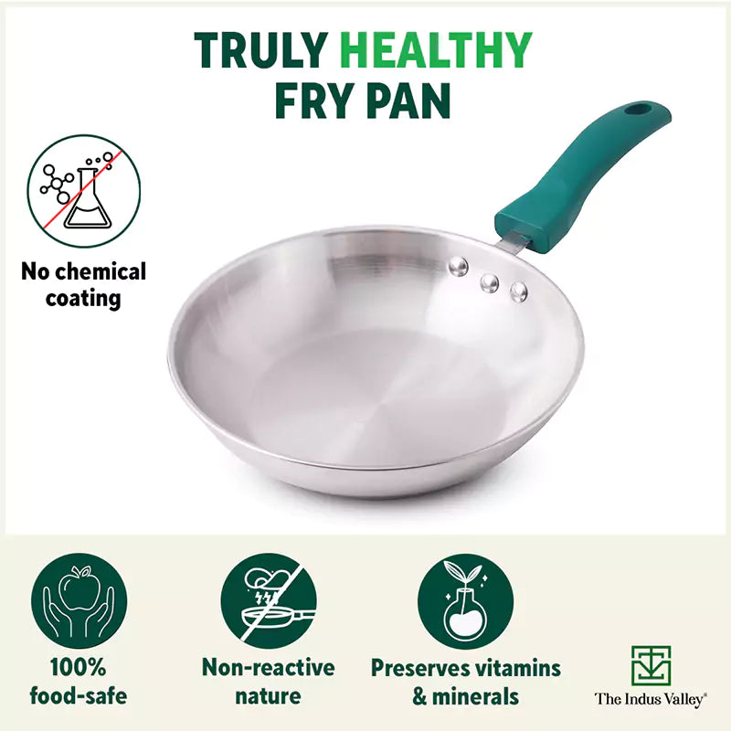 Tri-Steel Stainless Steel Frying Pan/Skillet, Premium Quality, Tri-ply (3 Layer) Bottom, Soft-touch Handle, 100% Toxin-free, Non-stick, Induction & Gas, 20.9/22.8 cm, 0.85/1.5 L