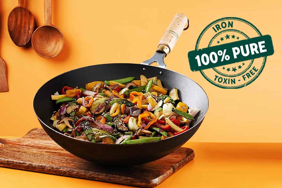 Buy Iron Chinese Wok with Bakelite Handle Online at Best Price in India ...