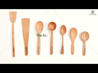 100% Natural Neem Wood Cooking & Serving Spoons/Spatula/Ladles, Set of 7, Toxin-free, Anti-microbial