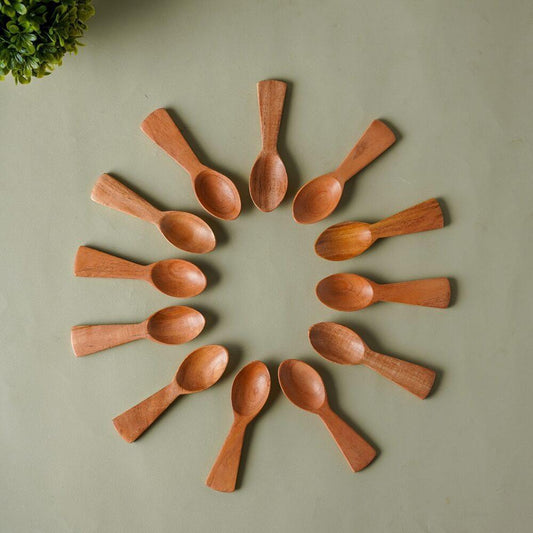 Neem Wood Condiments Spoon - Set of 12 - The Indus Valley