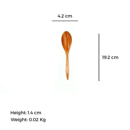 Neem Wood Serving Spoon - Set of 6 - Oval | 17 cm - The Indus Valley