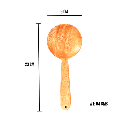 Neem Wood Spatulas for cooking & Serving – Thick, Long, Sturdy, Large [Set of 6] (Round Serve) - The Indus Valley