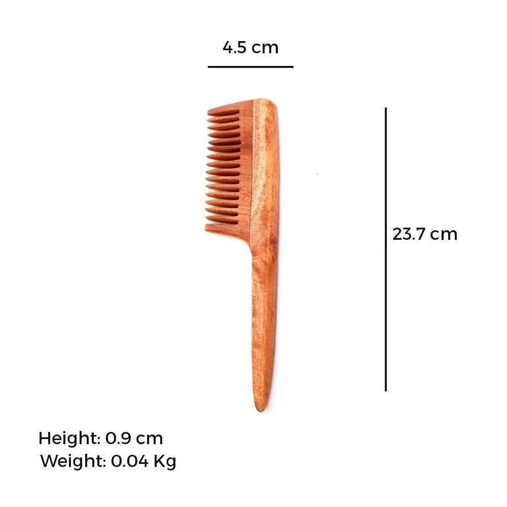 Extra Wide Teeth Wood Comb with Handle