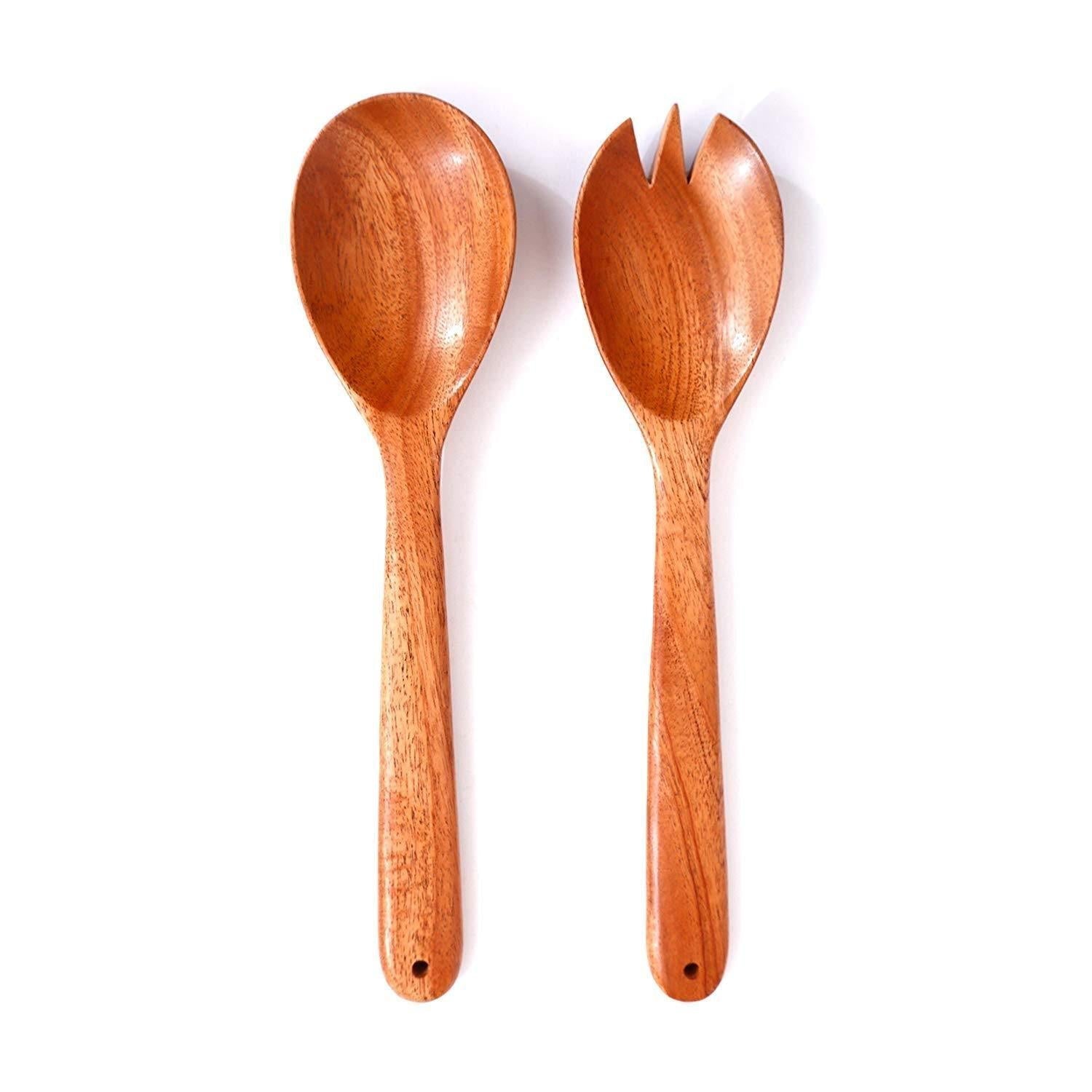 Salad Serving Spoon Set 2-Piece Neem Wood - The Indus Valley